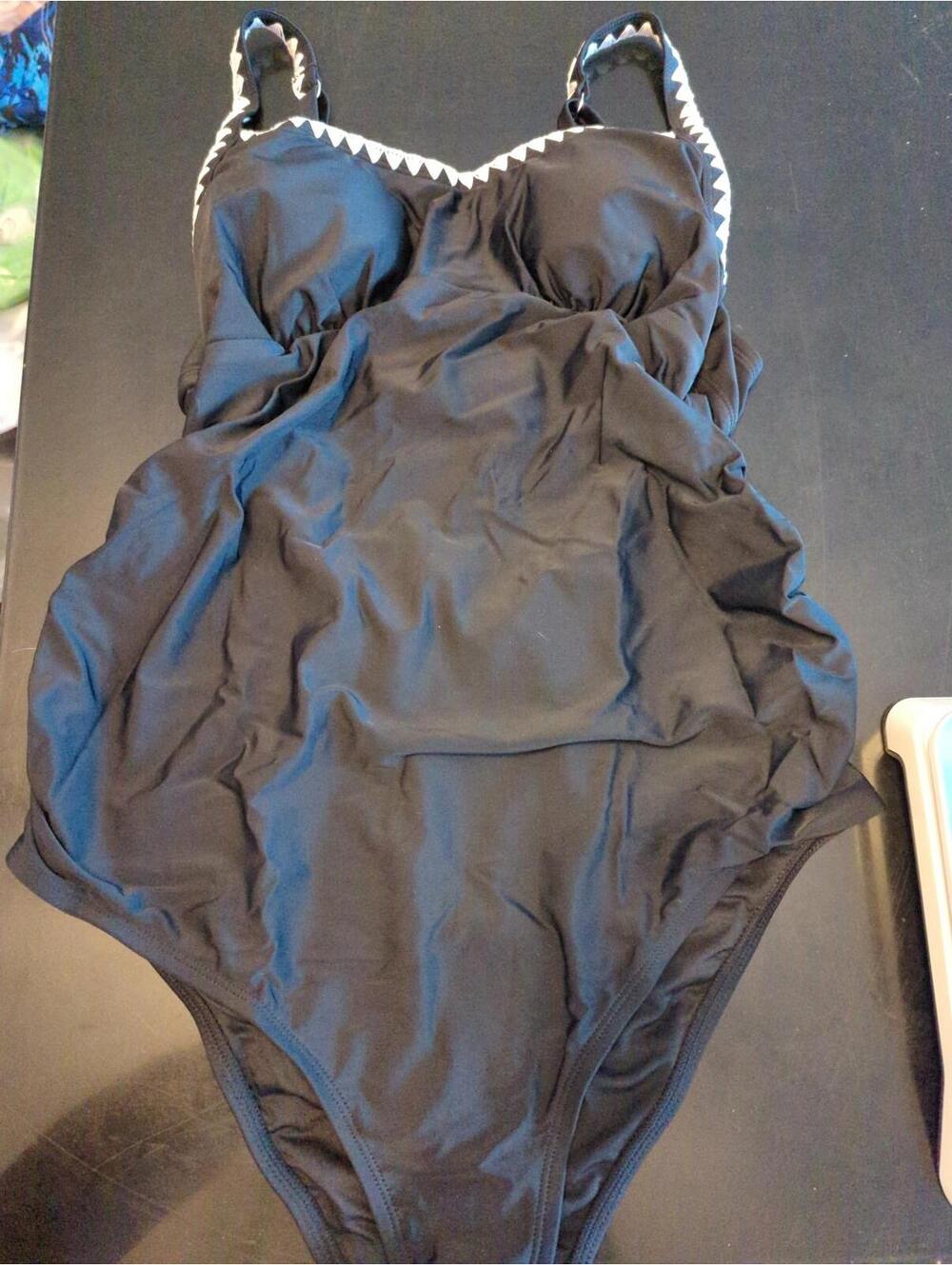 Cupshe Black One-Piece Swimsuit with White Trim, Size M 714